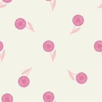 Minimalistic style seamless pattern with eometric abstract daisy flower shapes. Light background. vector