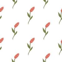 Minimalistic style seamless pattern with pink ear of wheat ornament. Isolated agriculture nature backdrop. vector