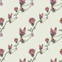 Seamless pattern Magnolias on light green background. Beautiful ornament with spring flowers. vector