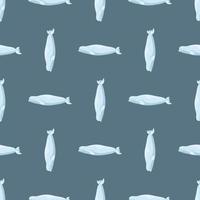 Seamless pattern Beluga on blue background. Template of cartoon character of ocean for children. vector