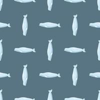 Seamless pattern Beluga on blue background. Template of cartoon character of ocean for children. vector