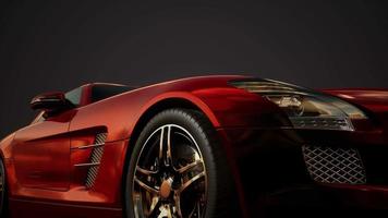 luxury sport car in dark studio with bright lights video