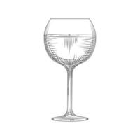 Hand drawn full wine glass sketch. Engraving style. vector