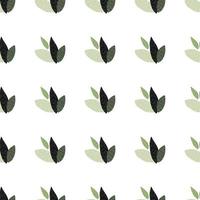 Geometric seamless botanic pattern with leaves silhouette. Isolated white background. vector