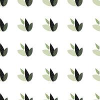 Geometric seamless botanic pattern with leaves silhouette. Isolated white background. vector