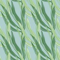 Modern seaweeds seamless pattern on blue background. vector