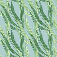 Modern seaweeds seamless pattern on blue background. vector