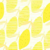 Cute lemon with leaves seamless pattern. Hand drawn citrus fruits. vector