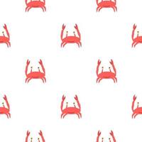 Isolated seamless wildlife pattern with crab red silhouettes. White backround. Fauna print. vector