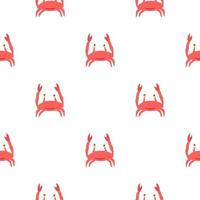 Isolated seamless wildlife pattern with crab red silhouettes. White backround. Fauna print. vector