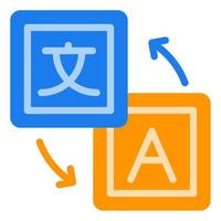 traducción de idiomas o icono de vector de arte de línea de servicio de traducción para aplicaciones y sitios web
