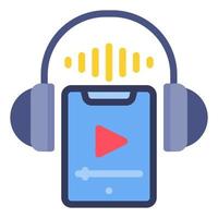 audio book icon with smarphone icon and headset or headphone vector