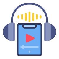 audio book icon with smarphone icon and headset or headphone vector