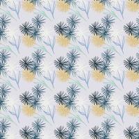 Little dandelion bouquets seamless pattern. Navy and yellow flowers on soft blue background. Spring season artwork. vector