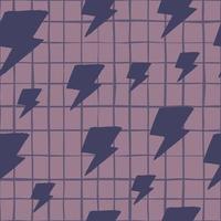 Geometric purple thunder backdrop seamless pattern on pink background. Lightning bolts. Thunderbolt wallpaper. vector
