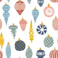 Seamless pattern with colorful Christmas ornaments. Holiday background vector