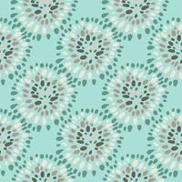 Seamless pattern with hand drawn ethnic elements. Dot circles and background in blue and aquamarine tones. vector