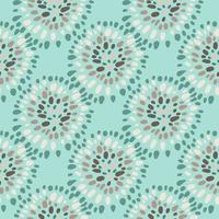 Seamless pattern with hand drawn ethnic elements. Dot circles and background in blue and aquamarine tones. vector