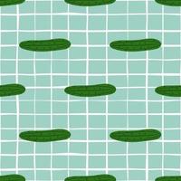 Geometric green cucumber seamless pattern on lines background. Cucumbers vegetable endless wallpaper. vector