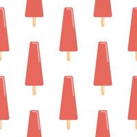 Frozen watermelon popsicles seamless pattern. Fruit ice cream in flat style isolated on white background. vector