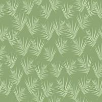 Random seamless pattern with fern leafs ornament. Exotic foliage print with green background. Simple backdrop. vector