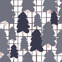 Hand drawn pine tree seamless pattern on white background. Christmas holiday forest wallpaper.