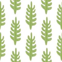Botanic seamless pattern with green scribble leaf branches shapes. Tropic foliage ornament with white background. vector