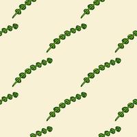 Minimalistic style seamless pattern with hand drawn green seaweed silhouettes ornament. Light background. vector