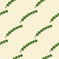 Minimalistic style seamless pattern with hand drawn green seaweed silhouettes ornament. Light background. vector