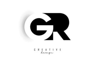logotipo de letras gr con diseño de espacio negativo. carta con tipografía geométrica. vector