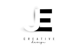 JE letters Logo with negative space design. Vector illustration with with geometric typography.