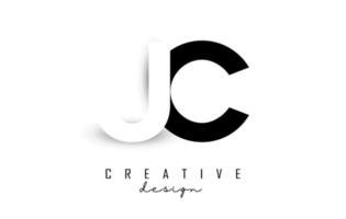 JC letters Logo with negative space design. Vector illustration with with geometric typography.