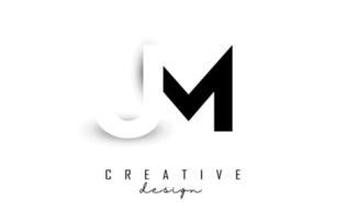 JM letters Logo with negative space design. Vector illustration with with geometric typography.