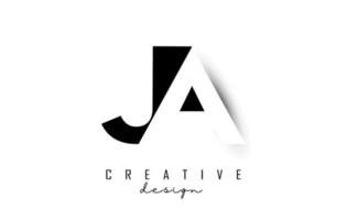 JA letters Logo with negative space design. Vector illustration with with geometric typography.