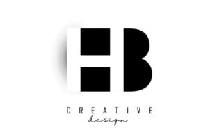 HB letters Logo with negative space design. Vector illustration with with geometric typography.