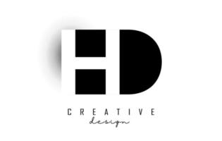 HD letters Logo with negative space design. Vector illustration with with geometric typography.