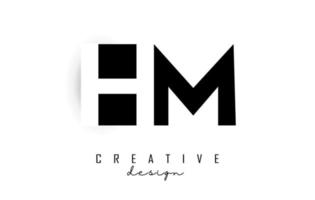 HM letters Logo with negative space design. Vector illustration with with geometric typography.