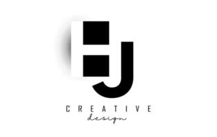 HJ letters Logo with negative space design. Vector illustration with with geometric typography.