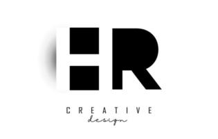 HR letters Logo with negative space design. Vector illustration with with geometric typography.