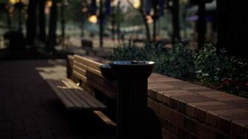 Libre d'une fontaine d'eau potable dans un parc au coucher du soleil video