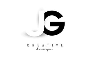 JG letters Logo with negative space design. Vector illustration with with geometric typography.