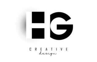 HG letters Logo with negative space design. Vector illustration with with geometric typography.