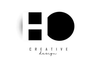 HO letters Logo with negative space design. Vector illustration with with geometric typography.