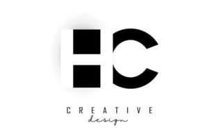 HC letters Logo with negative space design. Vector illustration with with geometric typography.