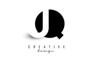 JQ letters Logo with negative space design. Vector illustration with with geometric typography.