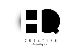 HQ letters Logo with negative space design. Vector illustration with with geometric typography.