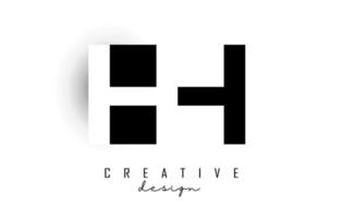 HH letters Logo with negative space design. Vector illustration with with geometric typography.