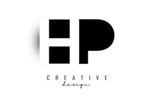 HP letters Logo with negative space design. Vector illustration with with geometric typography.