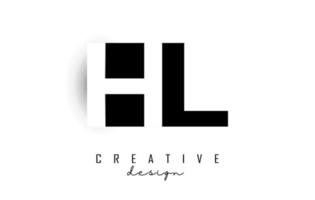 HL letters Logo with negative space design. Vector illustration with with geometric typography.