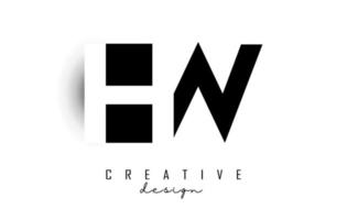 HW letters Logo with negative space design. Vector illustration with with geometric typography.